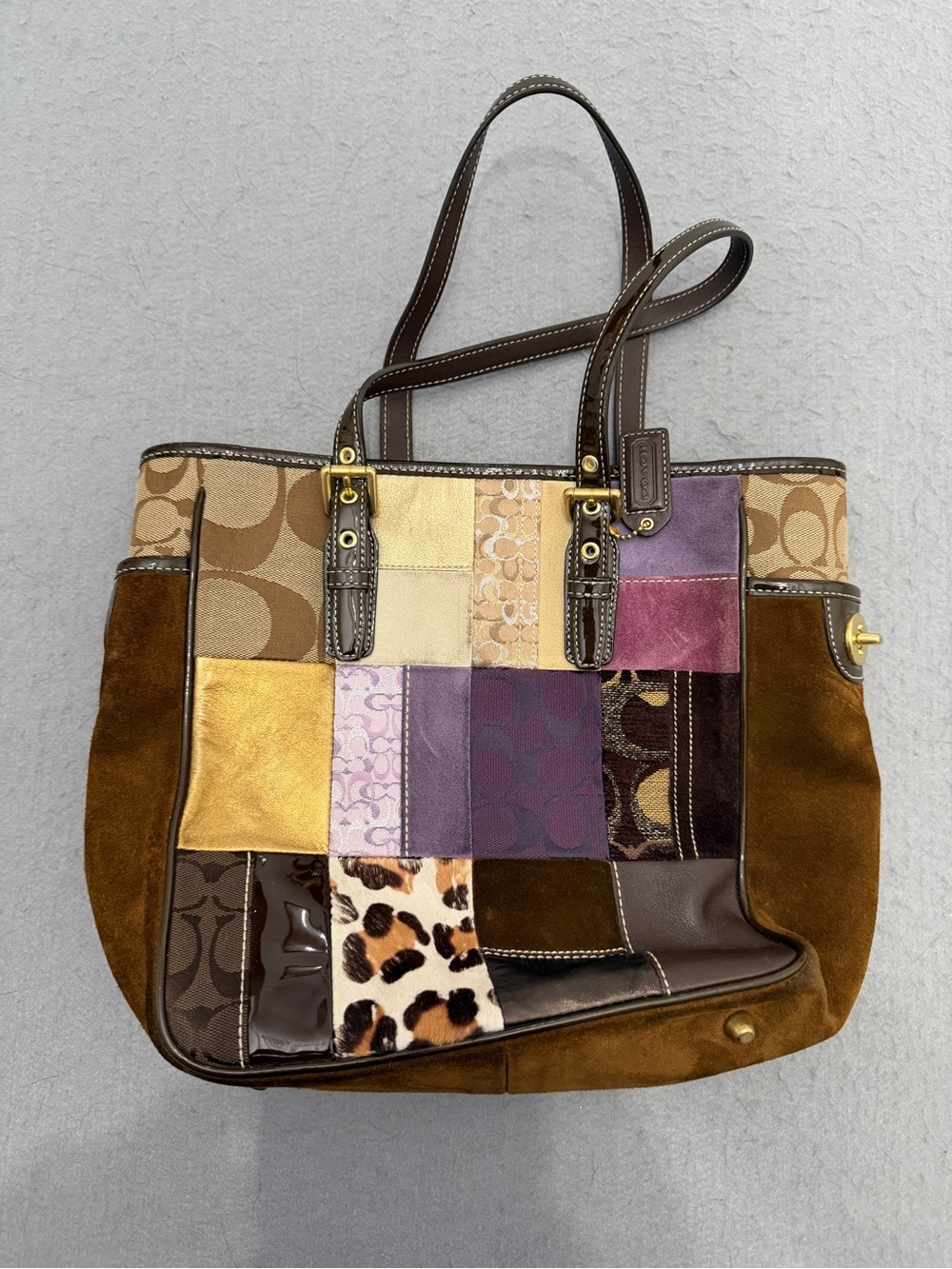 Women’s Coach F10515 Holiday Patchwork Gallery Tote Y2K Multicolor